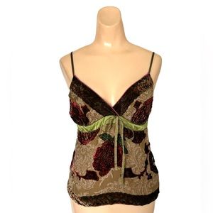 Hale Bob Velvet Embroider Cami Adjustable Spaghetti Straps Women S